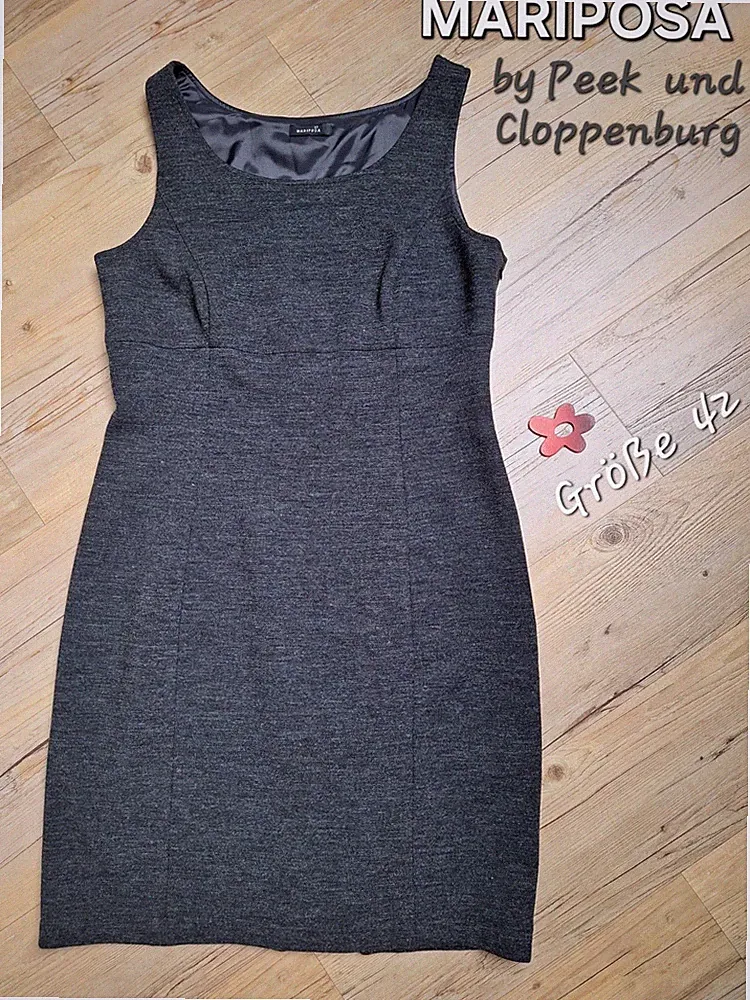 MARIPOSA 👗 Etuikleid Trägerkleid Wolle STRETCH anthrazit Gr 42 L 98 👉 wie NEU