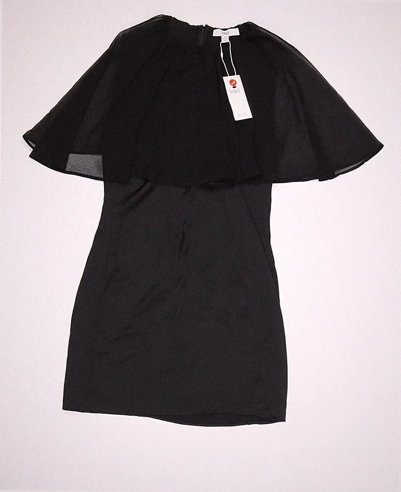 Marks and Spencer Cape-Kleid Damen schwarz Größe 8 Etui