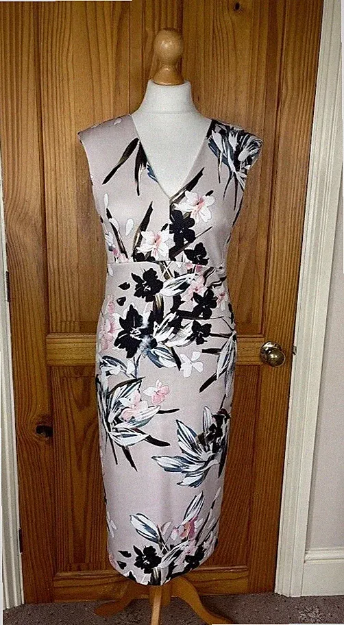 Marks and Spencer Kleid Größe 10 Blumenmuster Hochzeitsgast