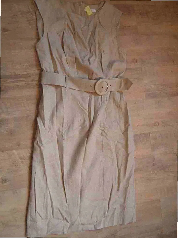 MARKS&SPENCER chices Etuikleid + Blazer beige Leinen Gr. 36/38 TOP KSA1116