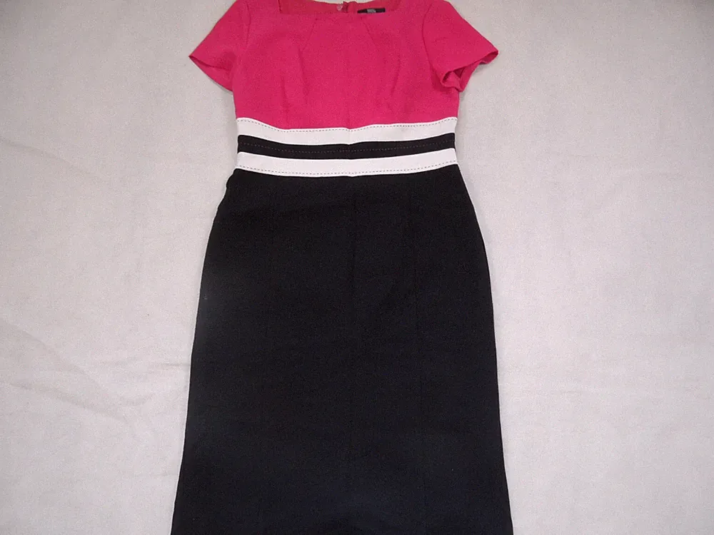 MARKS&SPENCER chices Etuikleid m kurzen Ärmeln blau pink Gr. 12 TOP GSA819