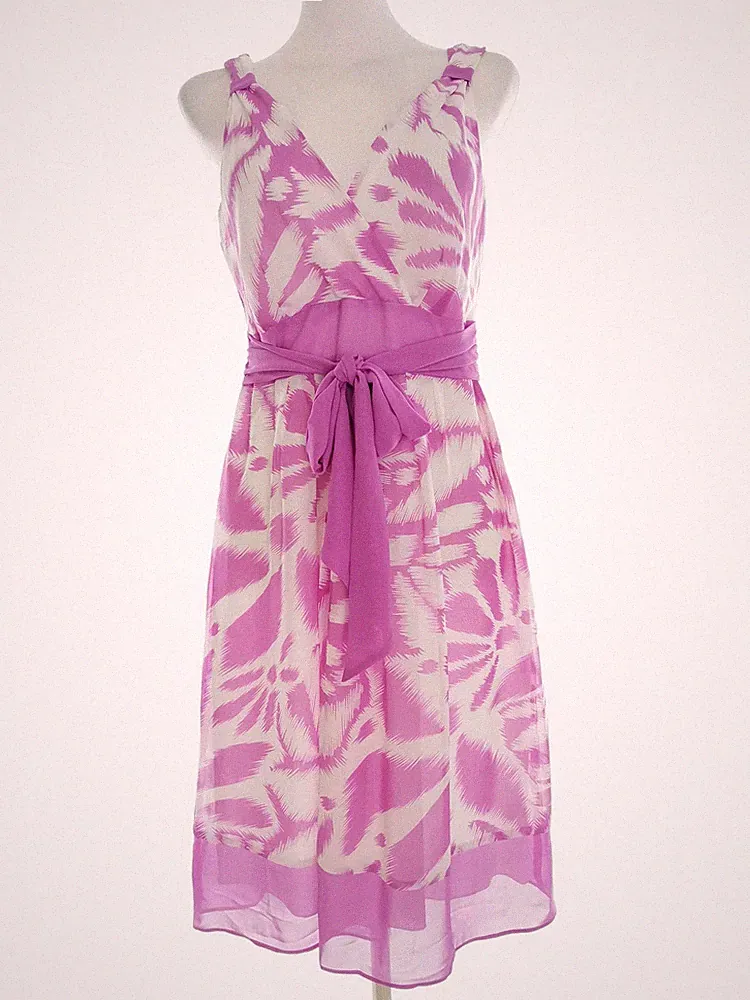 MARKS&SPENCER Damen A-Linien-Kleid Gr. 38 Lila Ärmellos Midi V-Ausschnitt