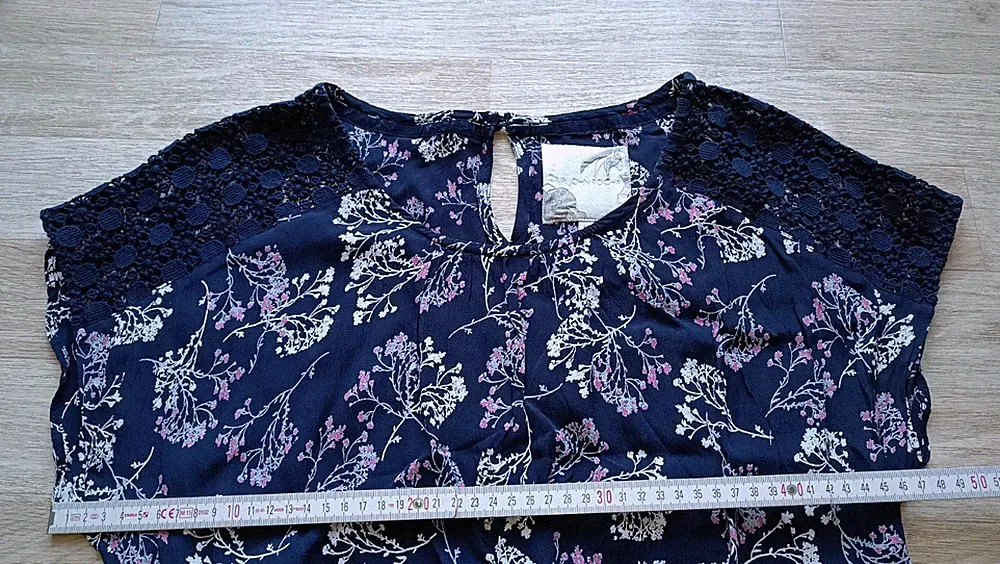 Marks & Spencer JOHN ROCHA Kleid Viskose 38 40 M Blau Weiß Marine Spitze Häkel