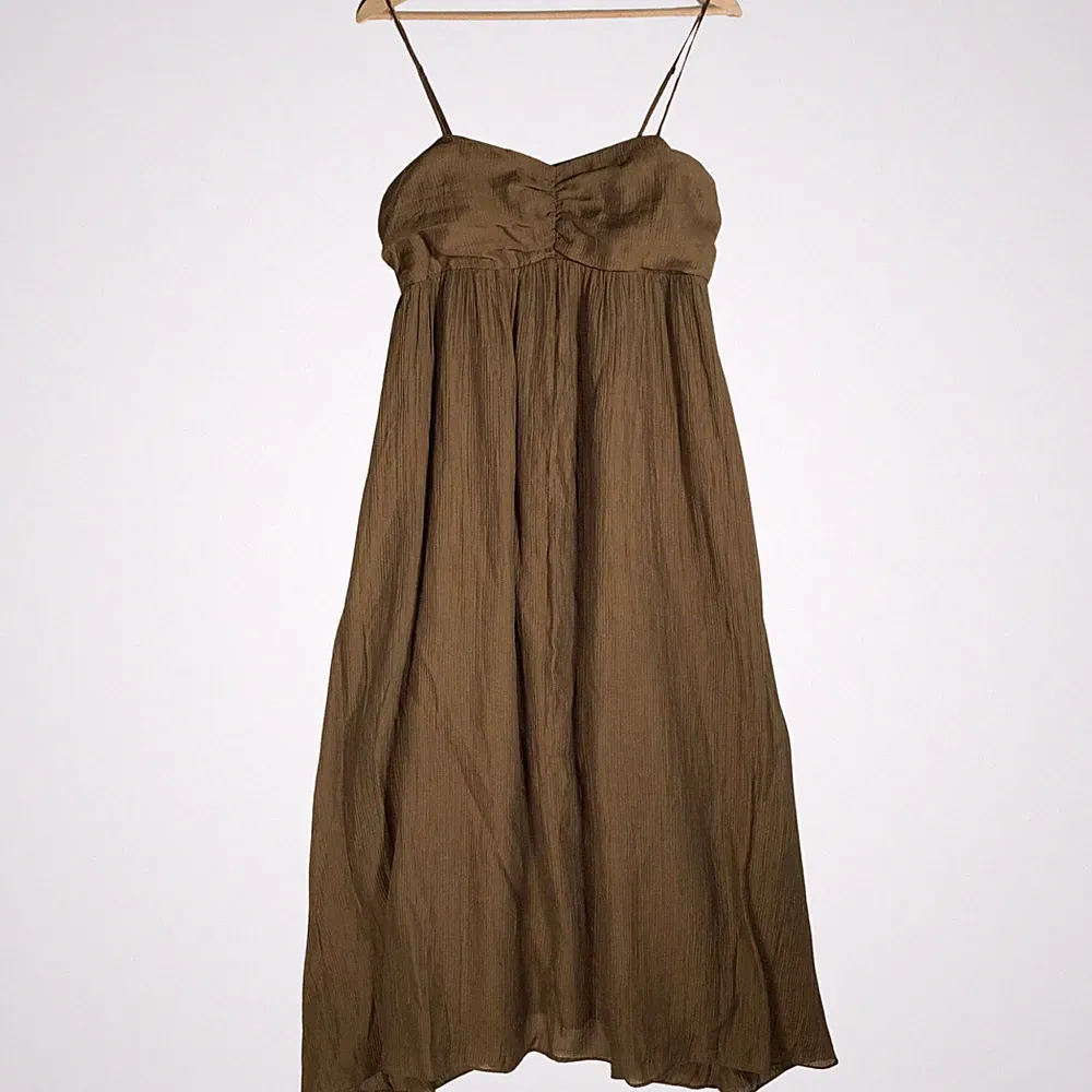 Marks & Spencer Kleid Gr. UK 14 T Khaki Grün Strand Cami Midaxi Sommer Strukturiert