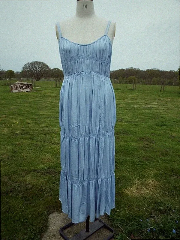 Marks & Spencer Maxi-Trägerkleid Biesen entspannt Stufen Größe 12R neu mit Etikett UVP 56,00 £