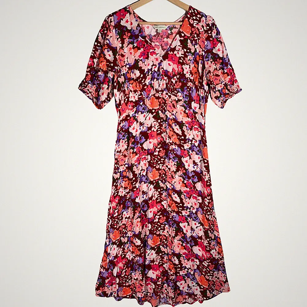 Marks & Spencer x Ghost Maxikleid Gr. UK 14 Rosa Blumen Auffällig Hochzeitsgast