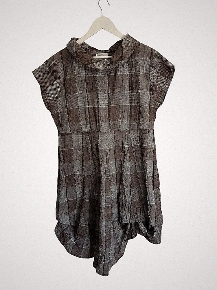 Masai Karo Karo Taschentuch verstellbarer Saum Wasserfallausschnitt Kleid M 12 14 Lagenlook