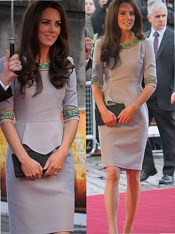 Matthew Williamson grau Perlen Wolle Schößchen Kleid £996 UK 6 2 ASO Kate Middleton