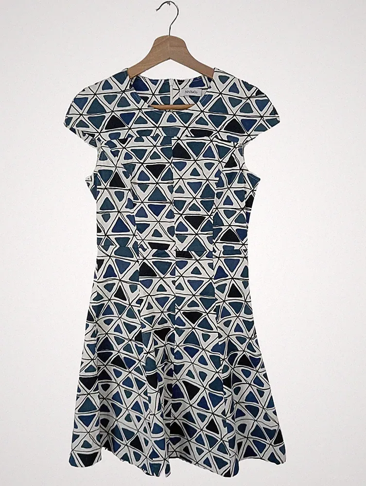 MAX & CO. A-Linien Kleid Damen Kleid Gr. DE 36 blau-schwarz-weiß Casual-Look