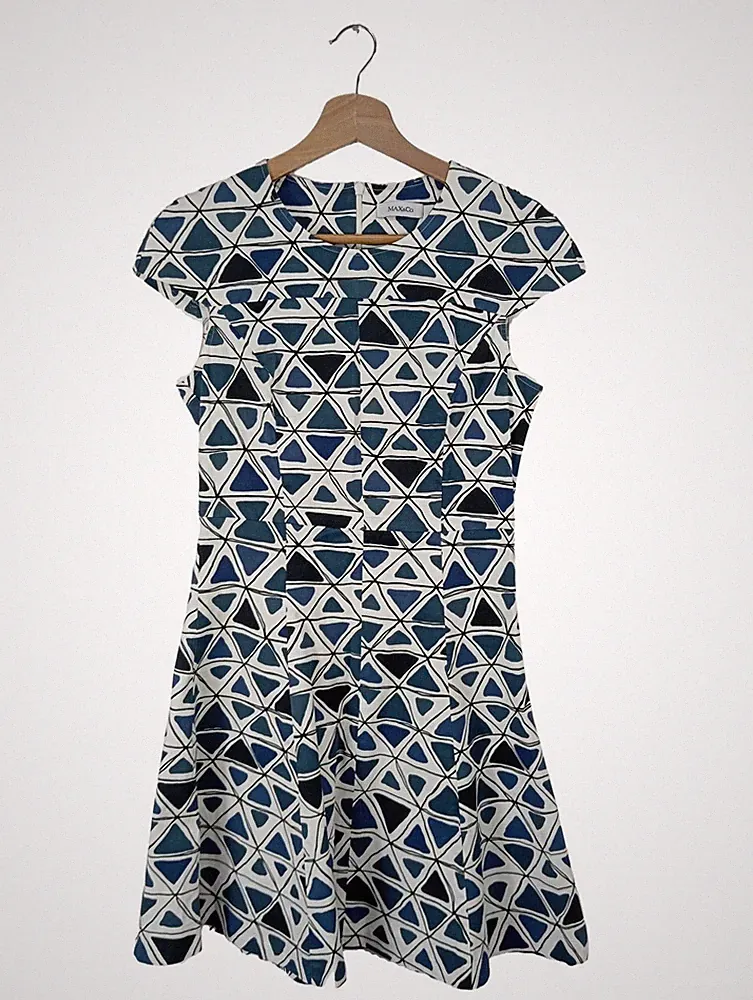 MAX & CO. A-Linien Kleid Damen Kleid Gr. DE 36 blau-schwarz-weiß Casual-Look