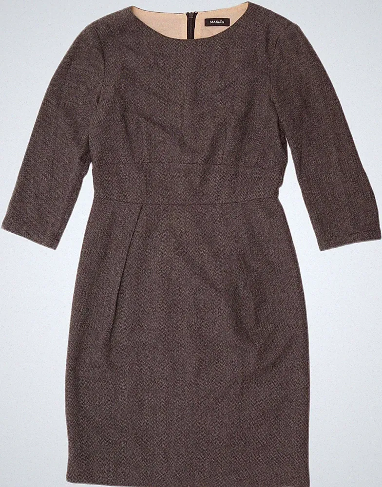 Max & Co. Damen 3/4 Arm Etuikleid UK 8 Small Grau Fischgrät AK06