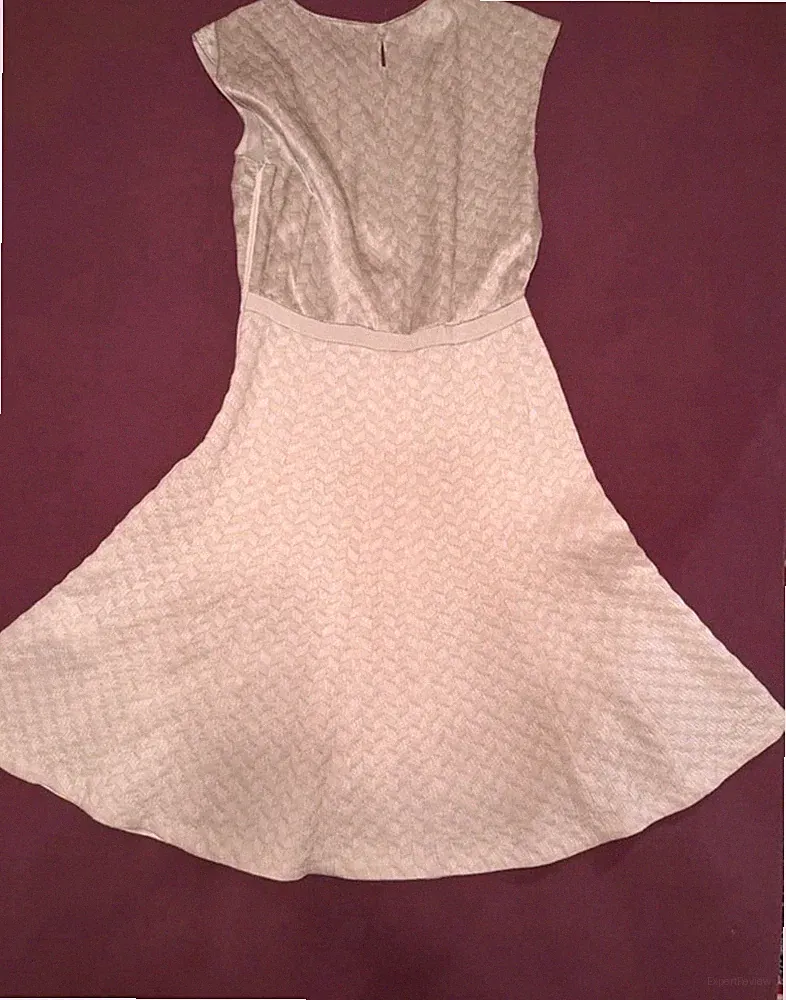 MAX&Co. Damen A-Linie Kleid Gr. S Beige strukturiert ärmellos knielang