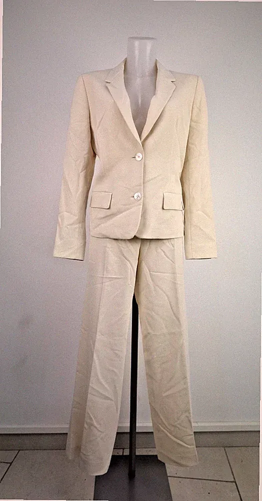 MAX MARA ANZUG JACKE HOSE DAMEN GR 44 WOMAN SUIT ITALY VINTAGE BEIGE