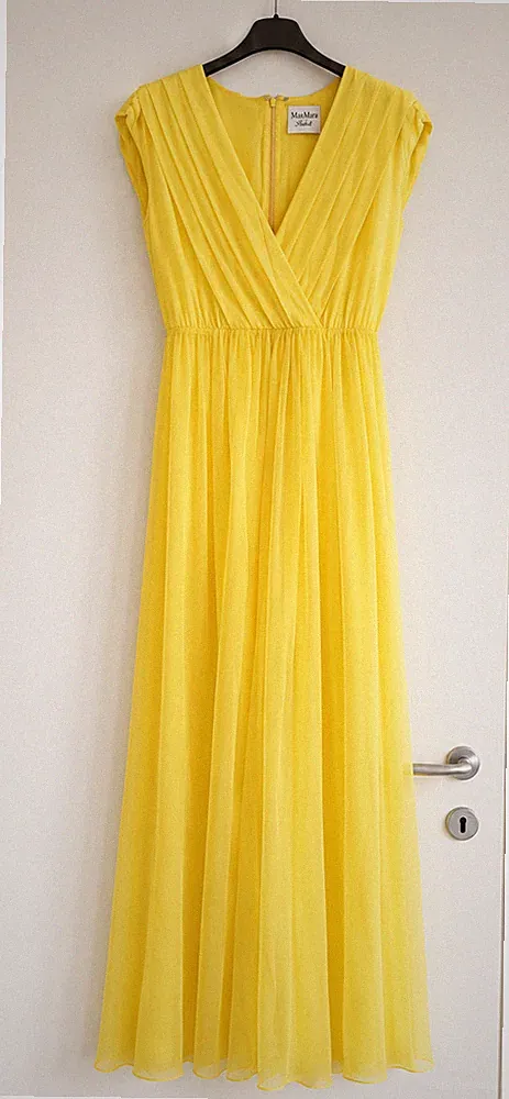 MAX MARA Kleid lang gelb Gr. 38 elegantes Festkleid Sommer Maxi Damen