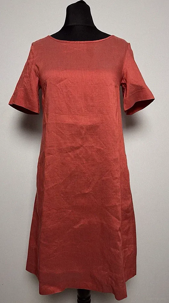 Max Mara Leinen Seide Blusenkleid Gr 34 / XS Schlupftaschen Etuikleid Kleid 9656