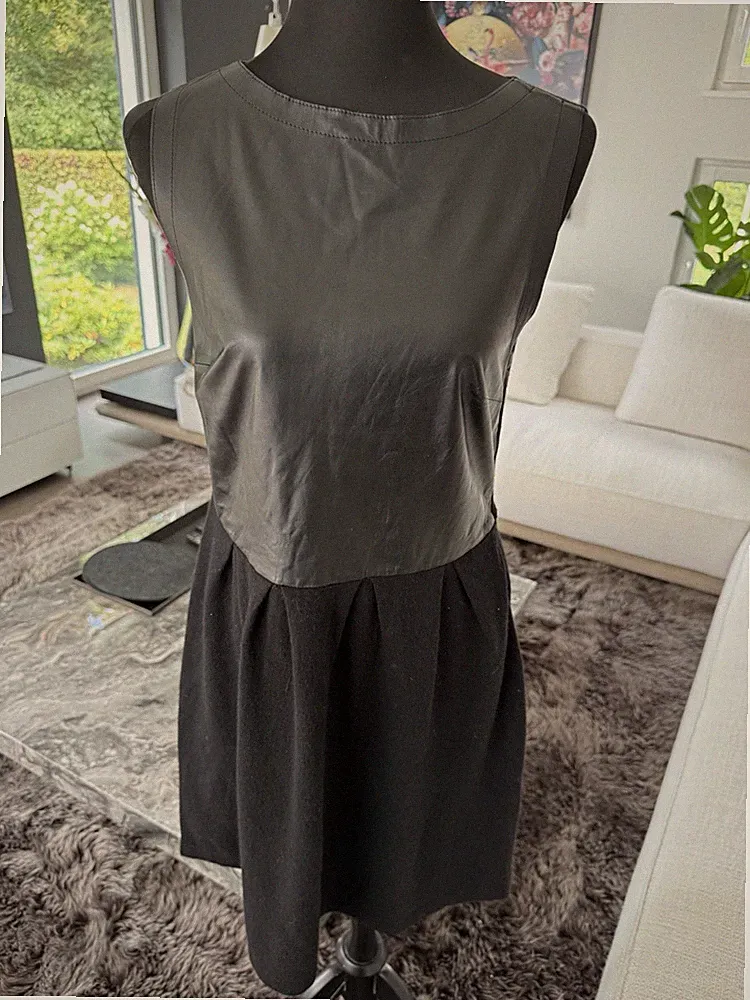 MAX & MOI by LEDERER Damen A-Linien Strickkleid schwarz DE40 Kaschmir/Leder