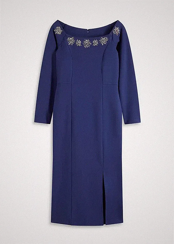 Maxikleid Gr. 42 Mitternachtsblau Damenkleid Etuikleid Dress Neu