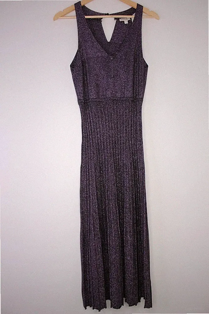 Maxikleid Monsoon Lila Metallic Plissee Gr. M Abend Party Hochzeit Gast