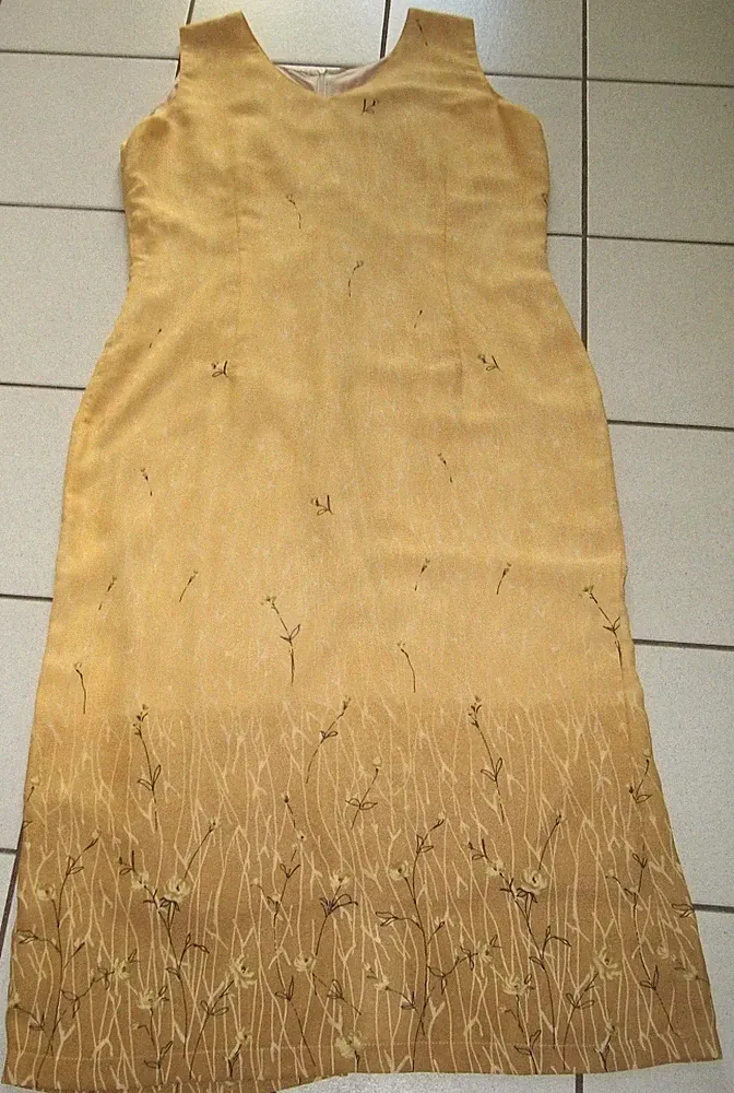 Maxikleid Sommerkleid Chiffonkleid Gr. XL 42 44 Curry Gelb Etuikleid span. 48