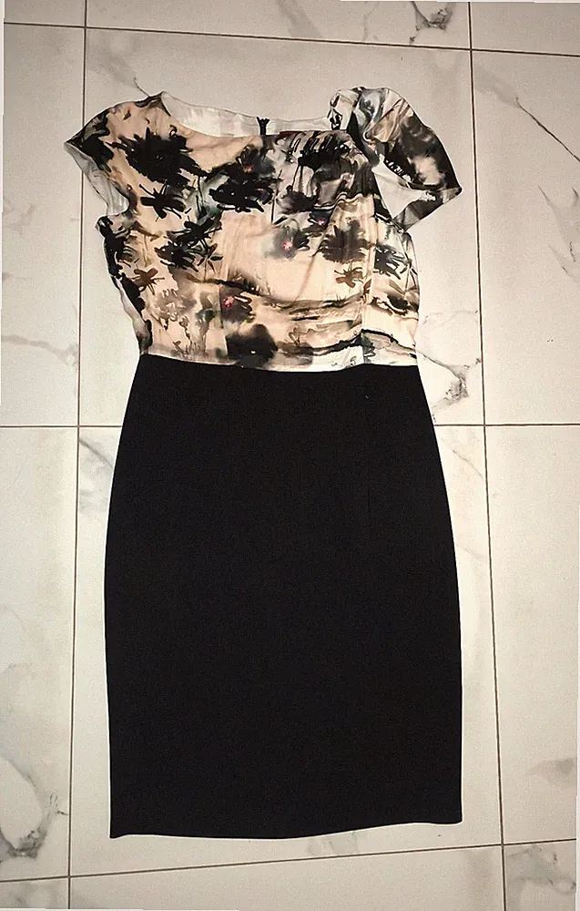 MAXMARA Etuikleid Damen Gr. DE 44 xl schwarz weiß seide