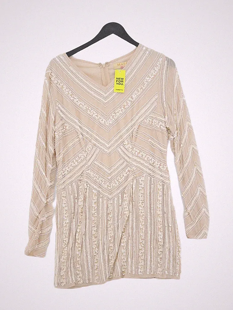 Maya Deluxe A-Linie Midikleid UK16 in Creme