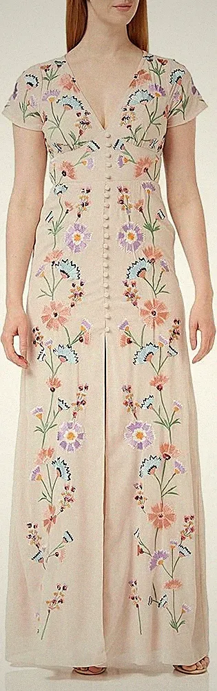 Maya Deluxe besticktes Maxikleid UK 24 neu mit Etikett Rouge Rosa Hochzeit Gast Abschlussball Boho