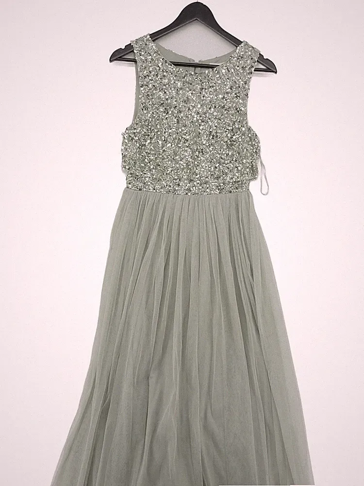 Maya Deluxe Maxikleid A-Linie UK10 in Grün