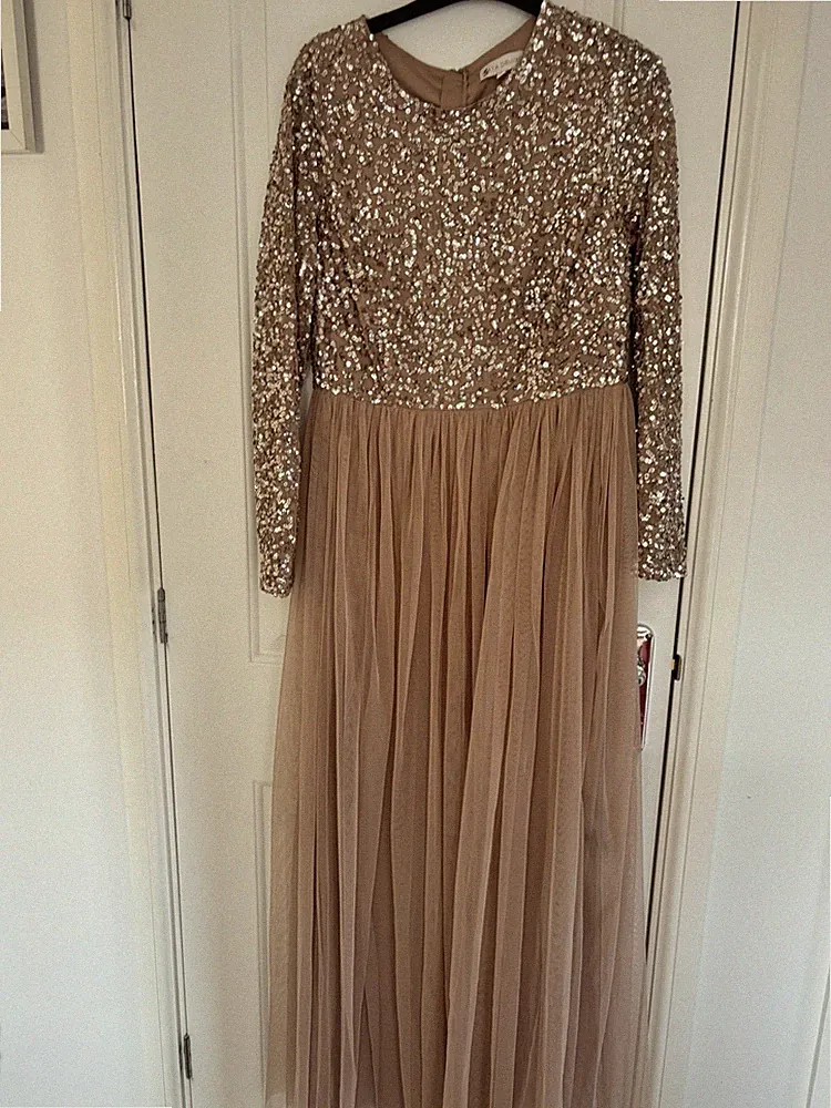 Maya’s Deluxe Brautjungfer Hochzeit Gast Abschlussball Abend Party Maxikleid Gr. 14