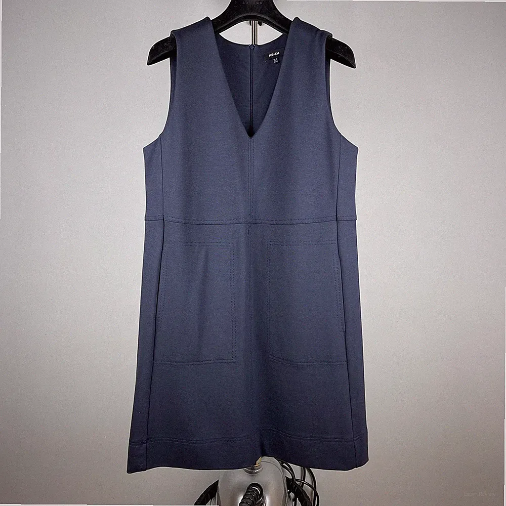 ME+EM Damen dunkelblau Viskose Mischung V-Ausschnitt Kleid - Größe EU 40 / UK...