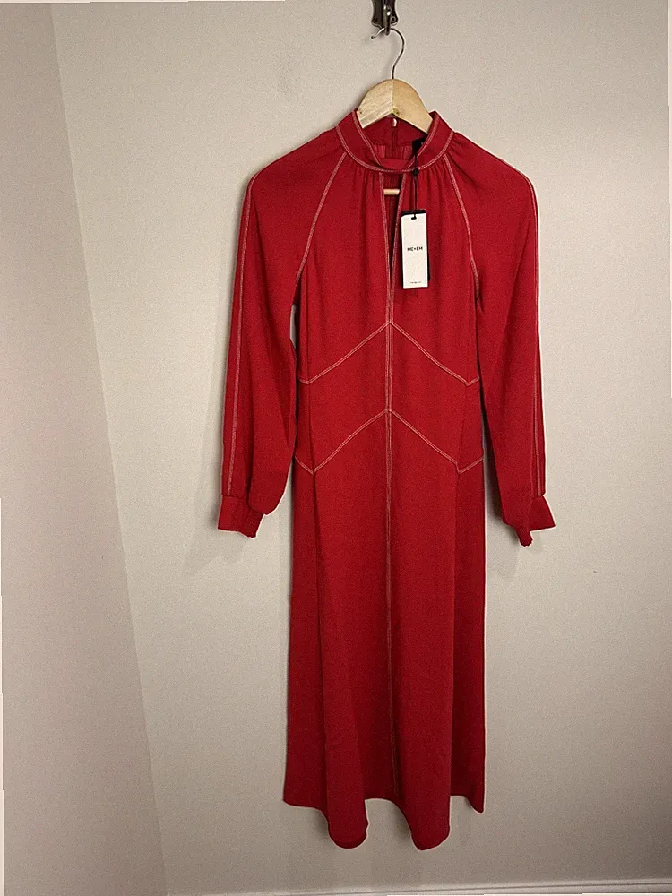 Me+Em Maxikleid Krepp abgesetzt Gr. UK 6 Scarlettrot Hochzeit Gast Rennen