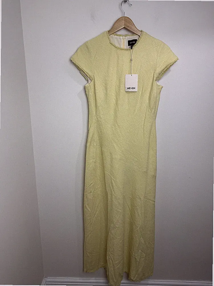 Me+Em schräg geschnittenes Maxikleid Größe 10 zitronengelb strukturiert Hochzeitsgast AM-PM