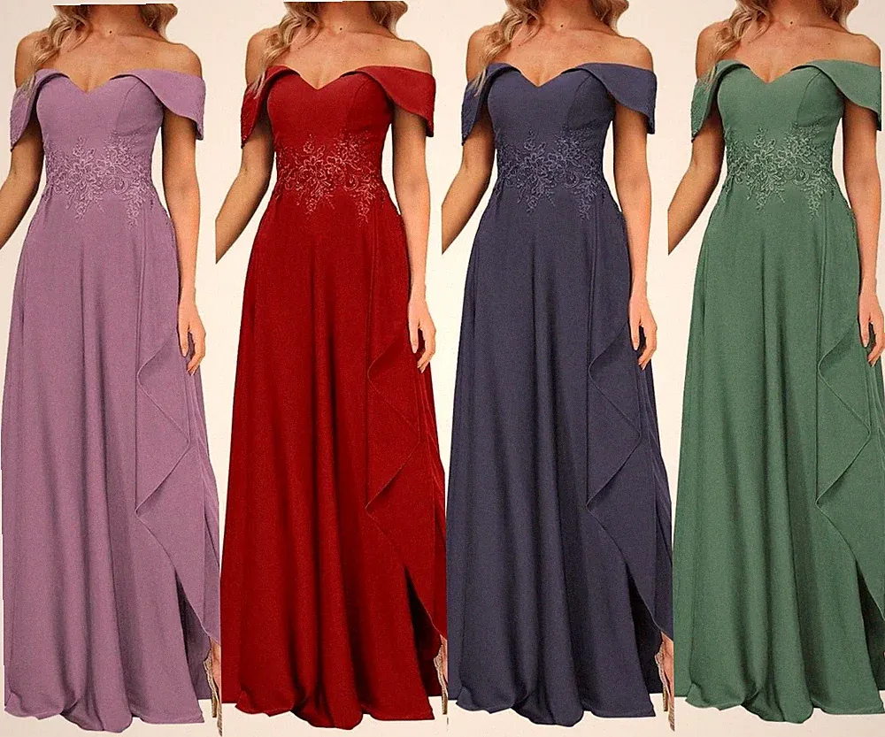 Meerjungfrau Brautmutterkleid Off‑Shoulder Elegant Abendkleid für Hochzeitsgast