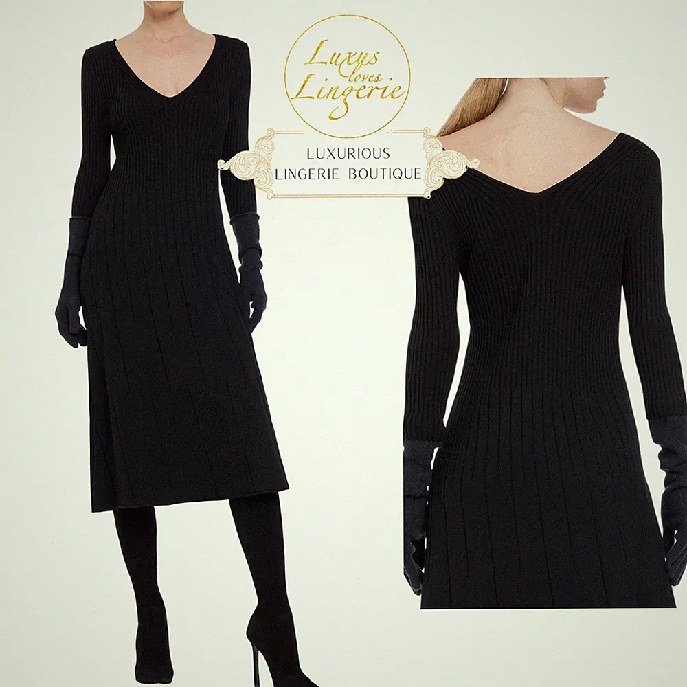 MERINO RIB DRESS by Wolford M black schwarz A Linien Kleid mit weicher Wolle