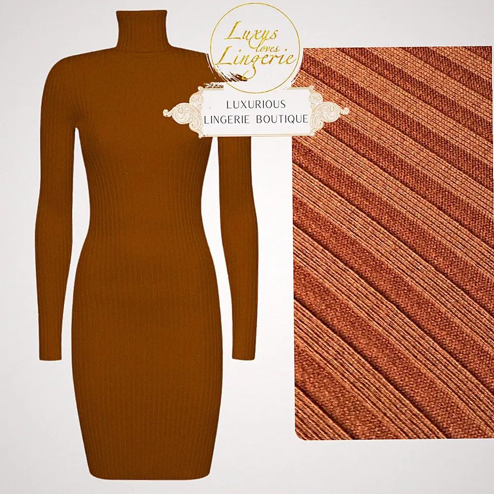 MERINO RIB DRESS Wolford S roasted almond Rollkragen Etui Kleid mit Wolle Weich