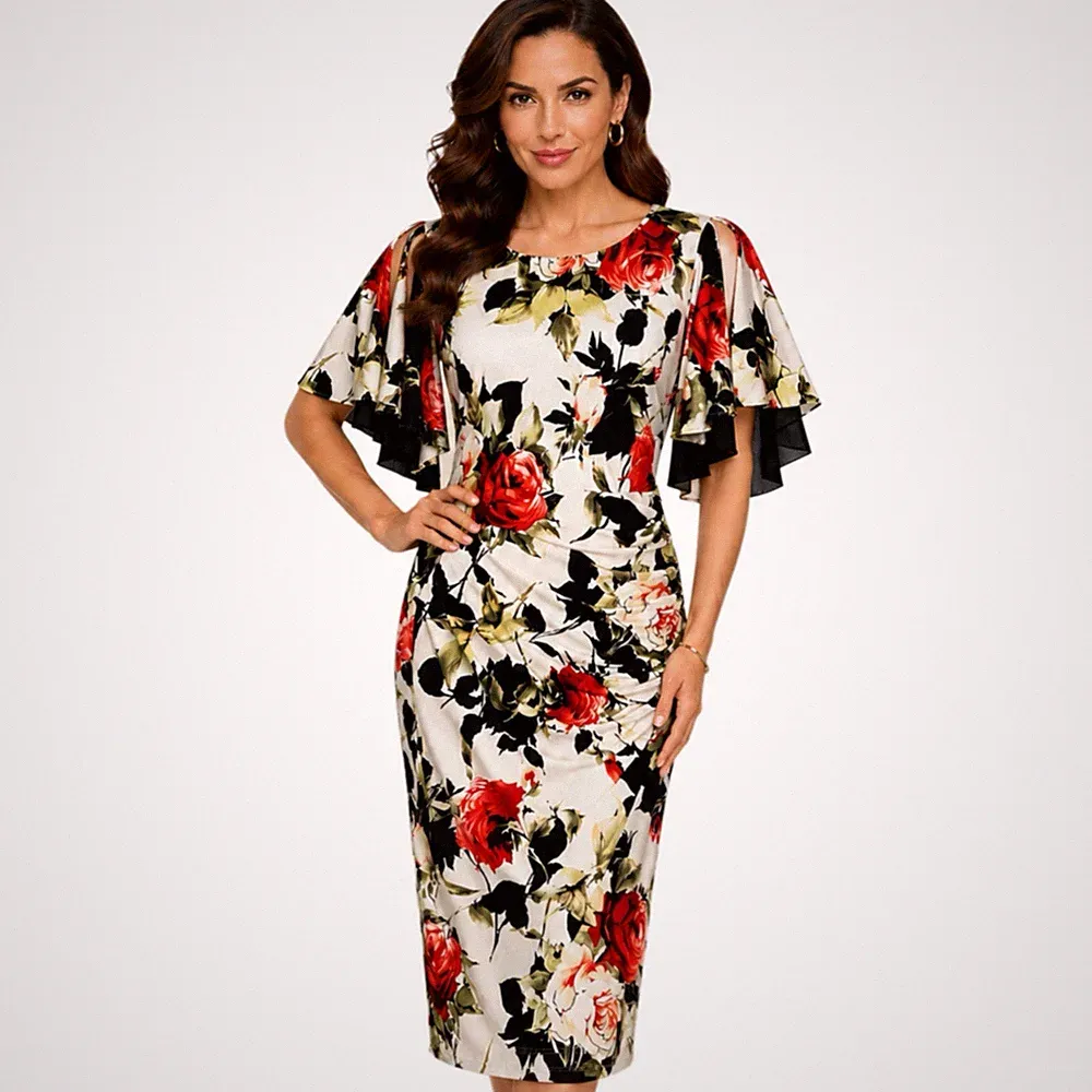 Kalter Schulterärmel Cocktailkleid