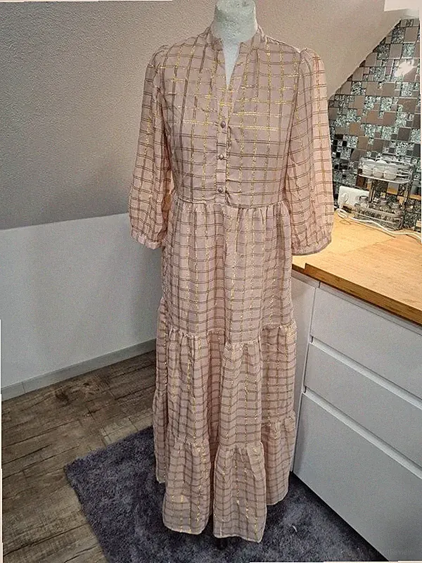 MidiKleid 3/4 Arm YAS Gr. S Neu altrosa/gold Stufenrock