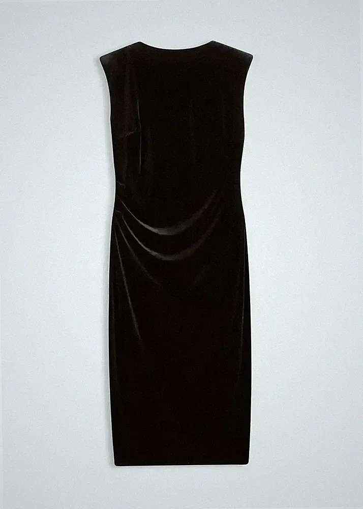 Midikleid Gr. 52/54 Schwarz Damen-Kleid Etuikleid Ärmellos Neu