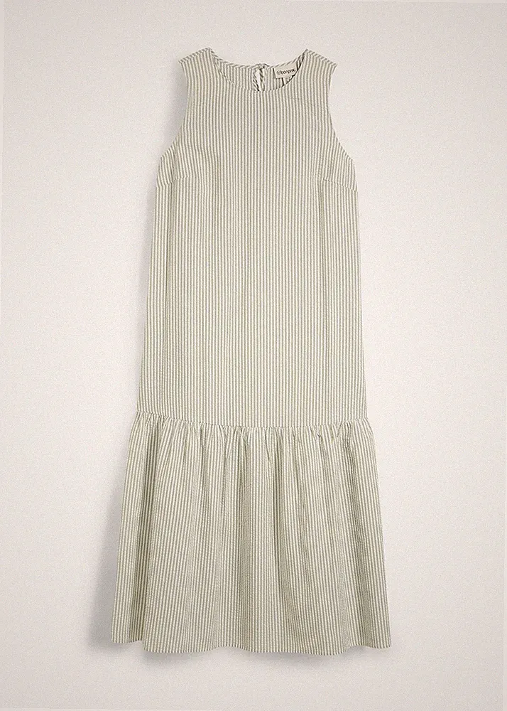 Midikleid in A-Linie Gr. 40 Edelsteingrün Gestreift Damen Sommer-Kleid Neu