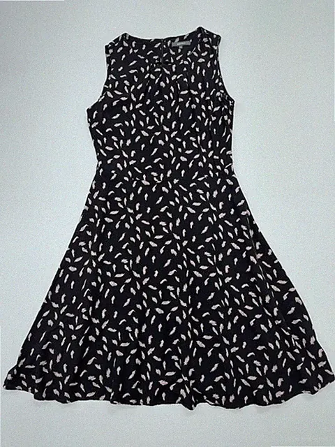 Midikleid Montego Gr.36 schwarz Federprint ärmellos A-Linie