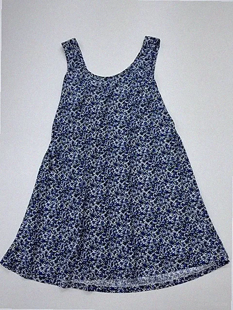 Ming Basics Mädchen blau Blumen A-Linie Kleid Größe 4 Neu mit Etikett