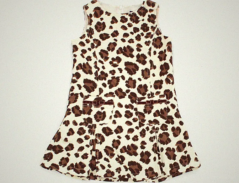 Mini Boden Cord-Kleid Etuikleid A-Linie Leoprints w/NEU - Gr. 110 creme braun