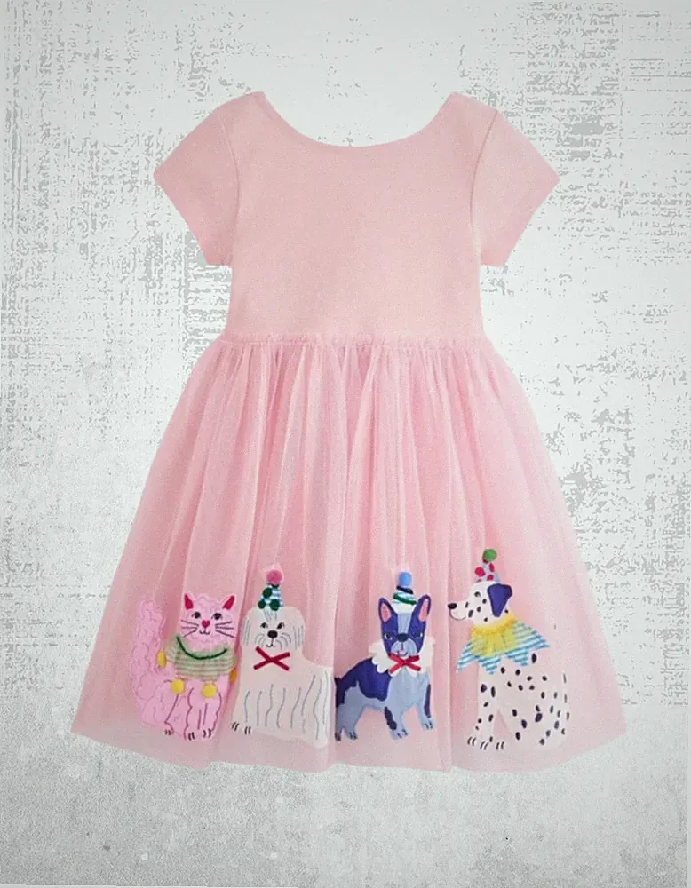 Mini Boden Mädchen Tüllkleid Ami Applikation rosa UVP 49£ (etwas defekt)