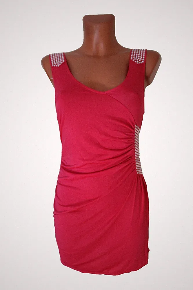 Minikleid XS 34 enges Kleid Trägerkleid stretch rosa pink Etuikleid ärmellos