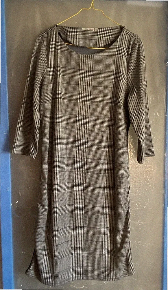 Miss Etam - Etuikleid - Kariert - XL - Schwarz Weiß Blau - Business