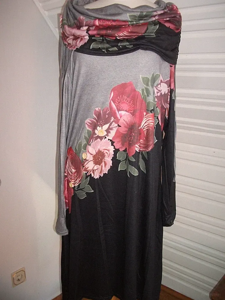 MISSLOOK - angenehmes ,edles ,tailliertes Langarmkleid m. Extras Gr. 44 NEU
