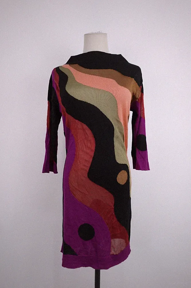 MISSONI KLEID DAMENKLEID GR 42 DRESS WOMAN ITALY STRICK GEARBEITET MERINOWOLLE