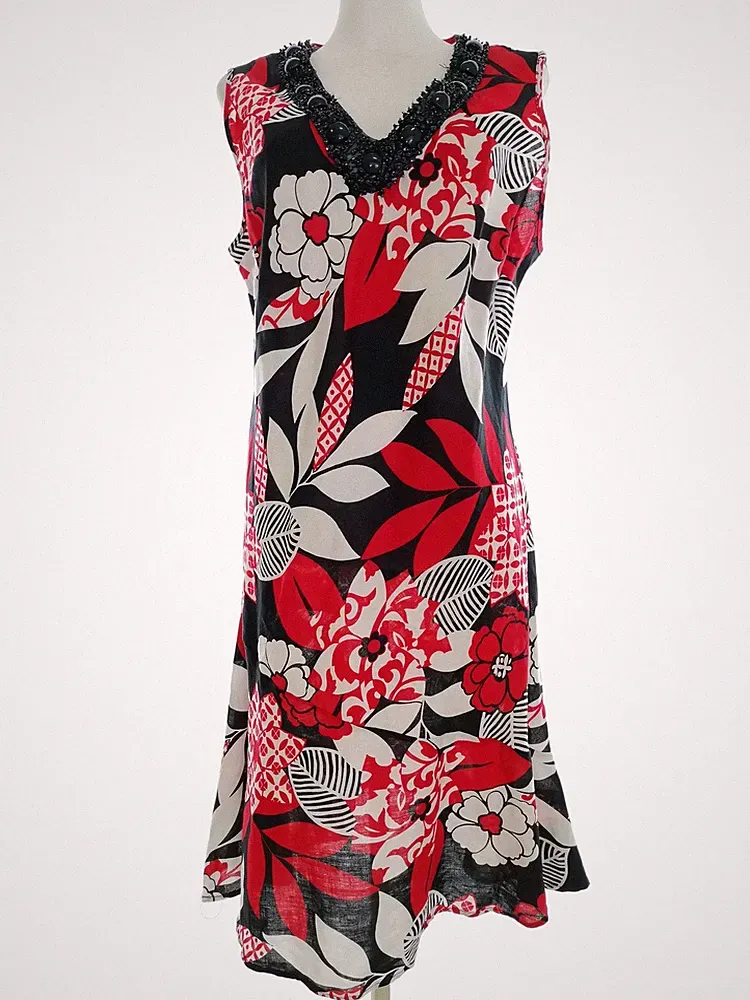 MODA AT GEORGE Damen Kleid Gr. 46 Marineblau Ärmellos Kristalle Midi