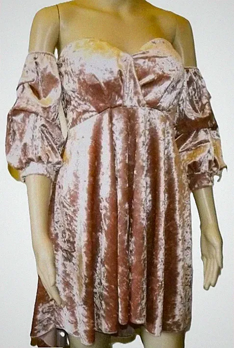 MODA MADE IN ITALY 🥰 HELLROSA CRUSHED SAMT KLEID 🥰 GRÖSSE 10/12 #BX