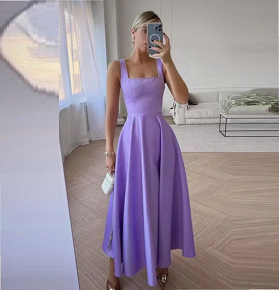 Mode Retro Taille kontrolliert quadratischer Kragen großer Swing Kleid