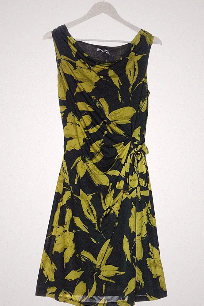 MODISSIMA A-Linien Kleid Damen Kleid Gr. DE 36 schwarz-blassgelb Elegant